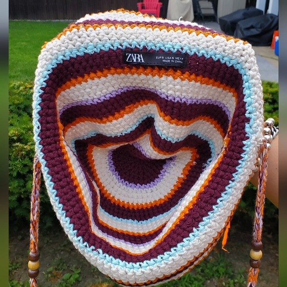 ZARA Multicolor Crochet Bucket Hat Size Small - Picture 4 of 6